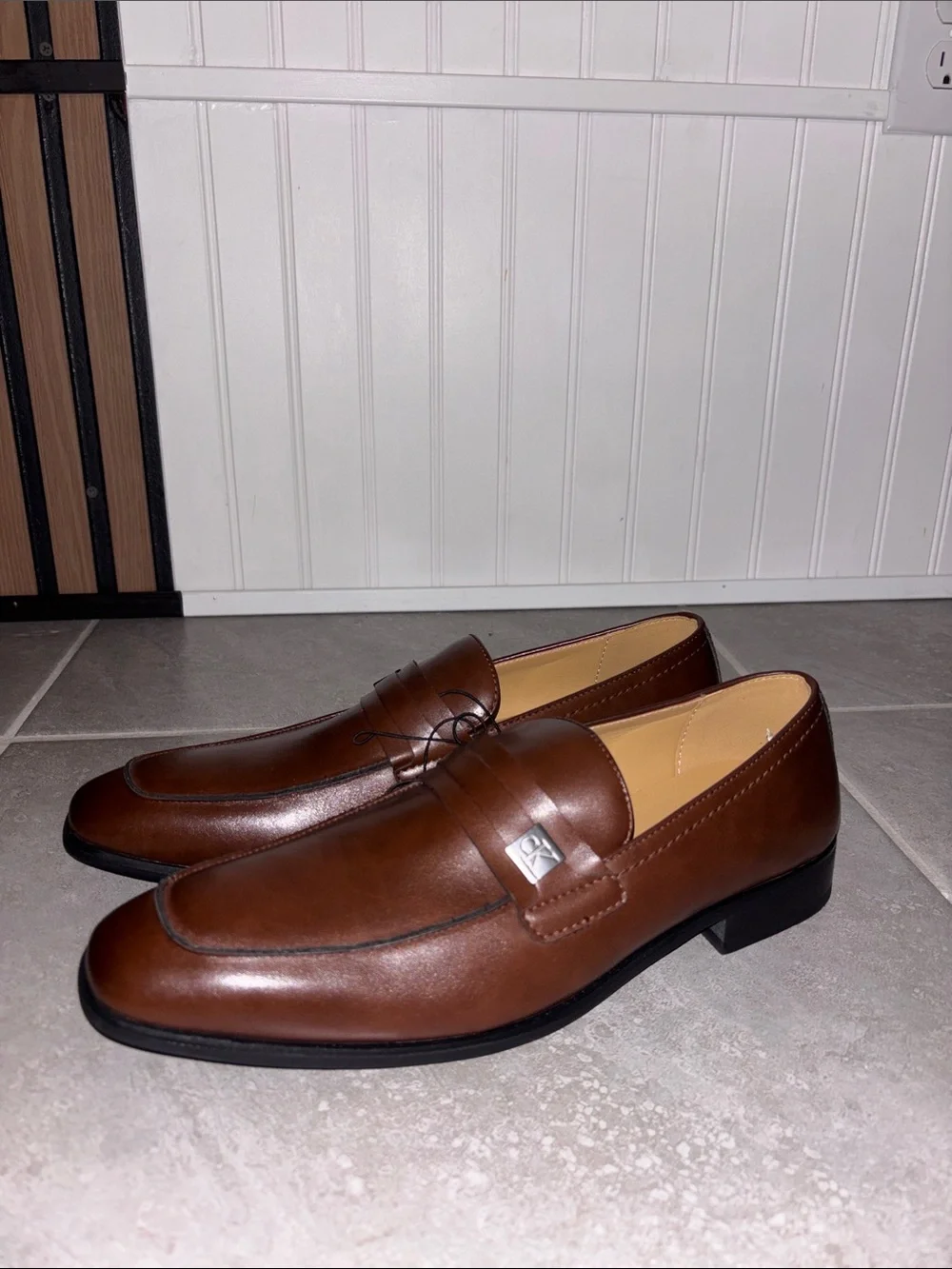 Calvin Klein Men's Brown Leather Penny Loafers
